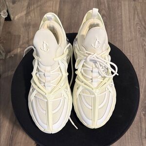 Jimmy Choo White and Cream Sneakers